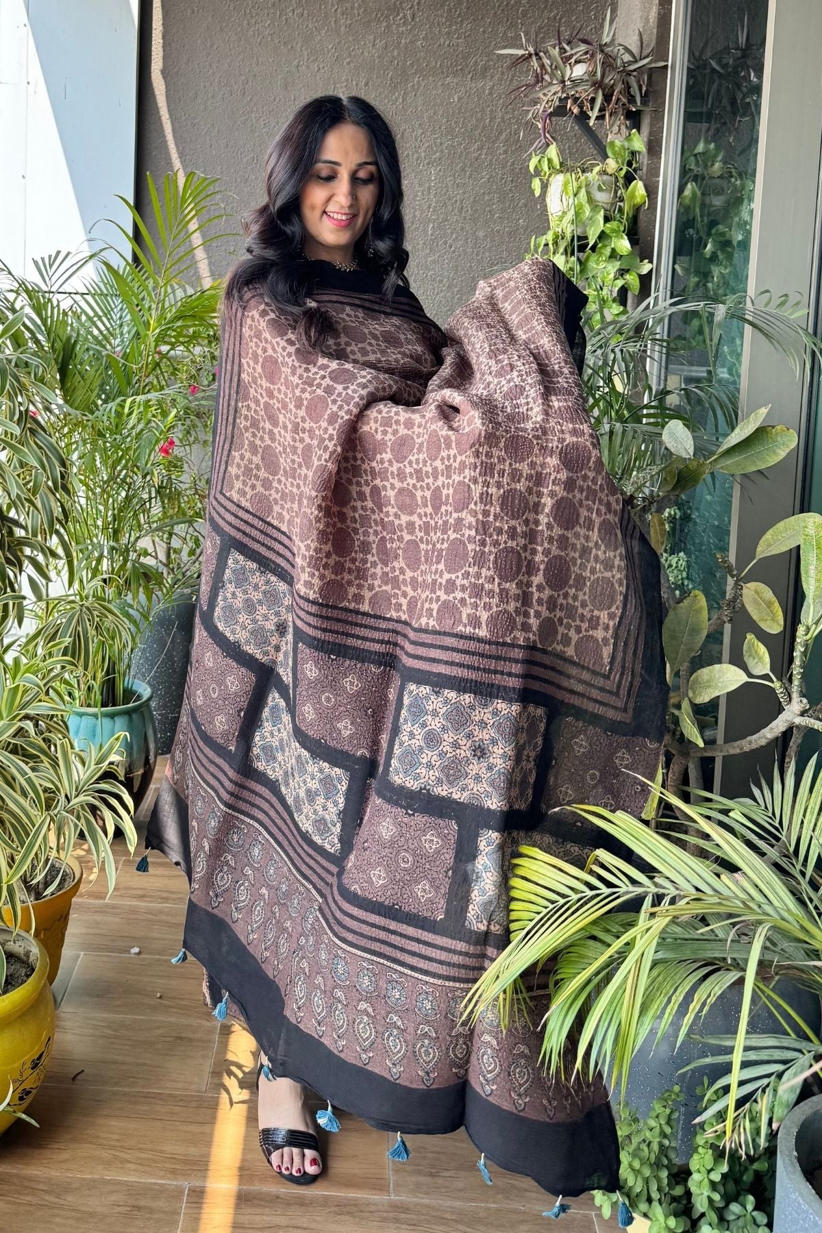 Brown Shade Suit With Contemporary Block Design